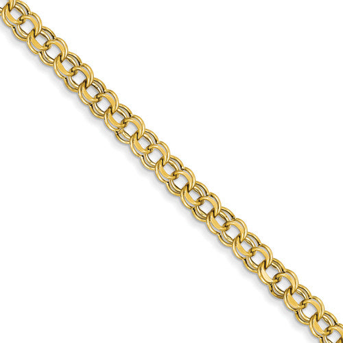 14k Yellow Gold Lite 6.00mm Double Link Charm Bracelet