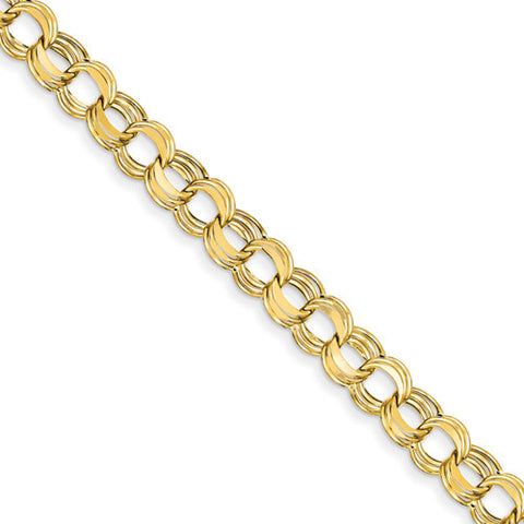 14k Yellow Gold Lite 8mm Triple Link Charm Bracelet